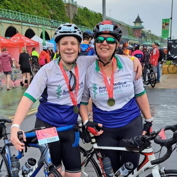 Owen Reece and his mother, having completed their cycle ride