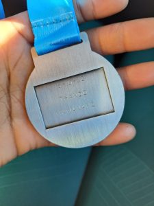 Thando's race medal