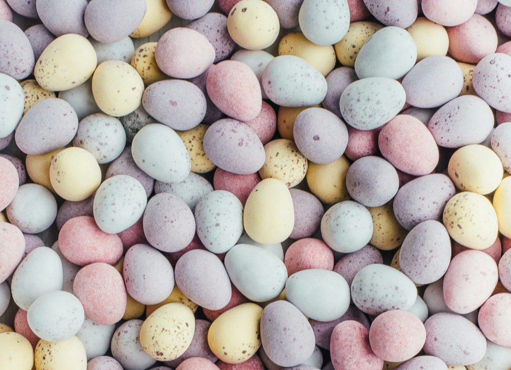 Various pastel coloured mini eggs 